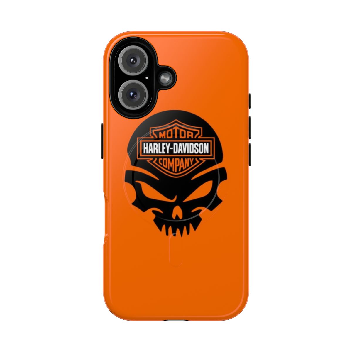 Tough magnetic phone case with a skull design for Harley Davidson enthusiasts