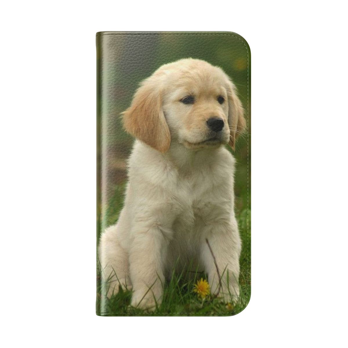 Golden retriever puppy on a flip cover phone case - Folded Back