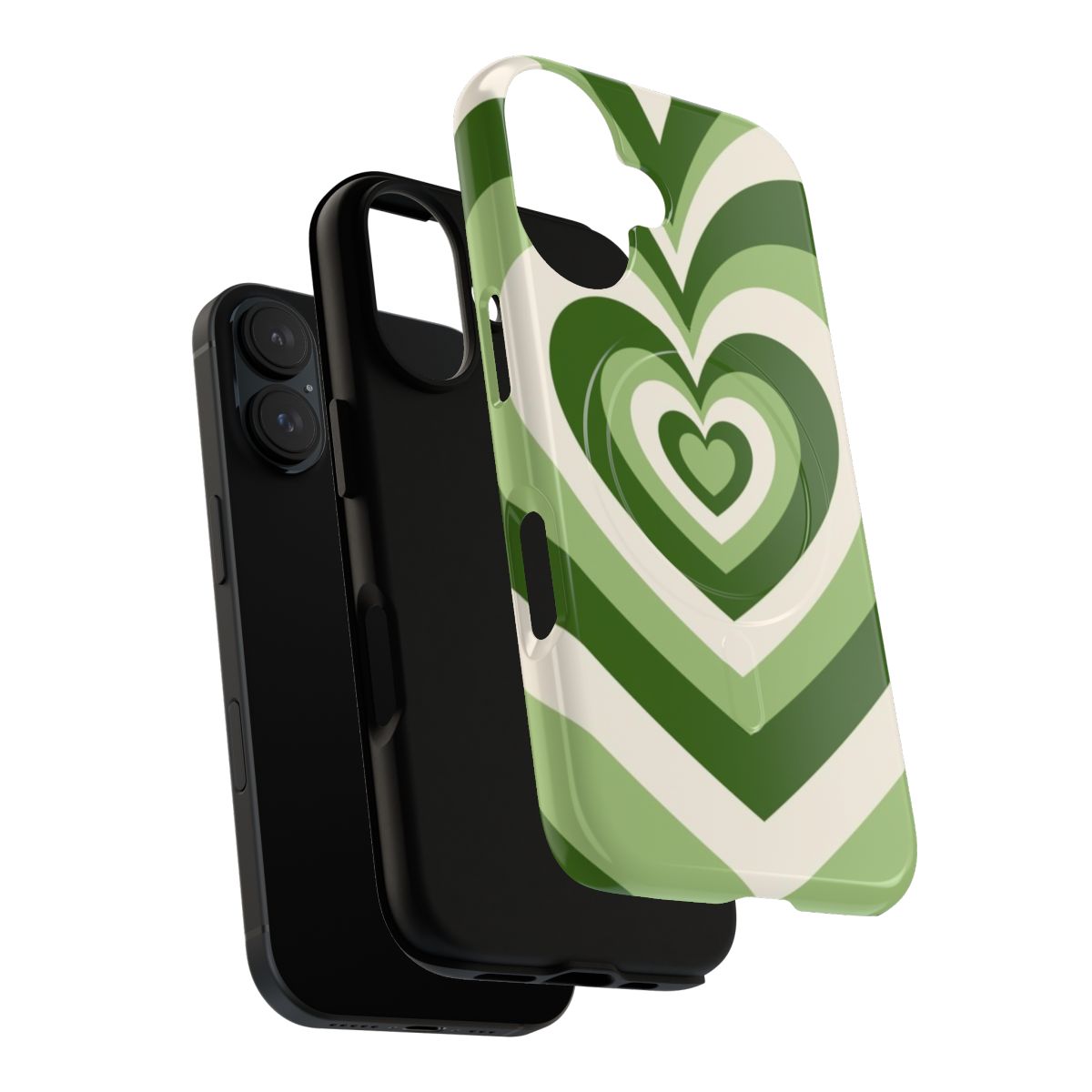 Floral phone case with a wildflower and matcha heart design - Layers