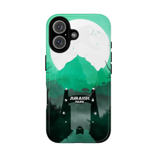 Magnetic tough phone case with Jurassic Park, T-Rex, and dinosaur designs