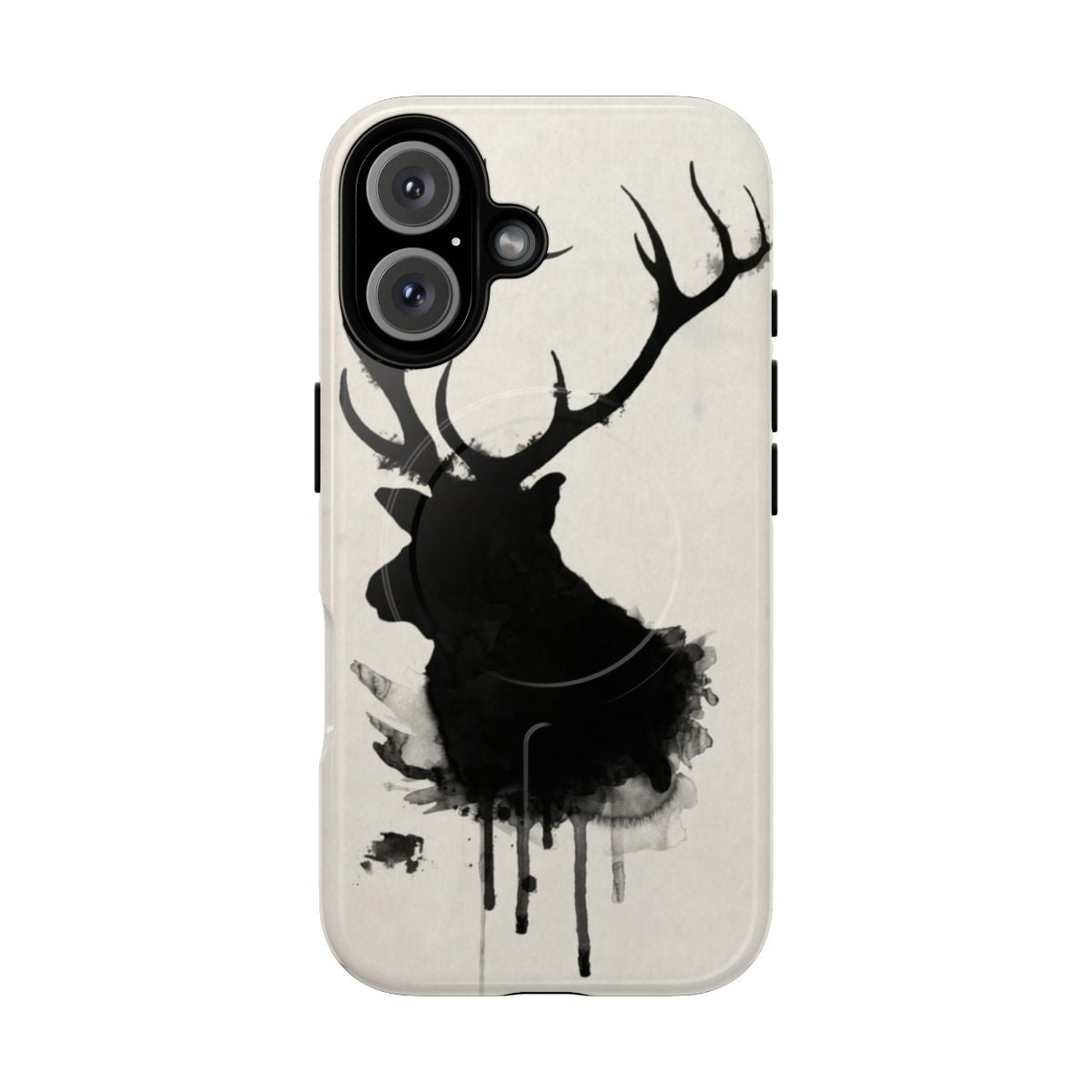 Watercolor elk design on a tough, magnetic phone case