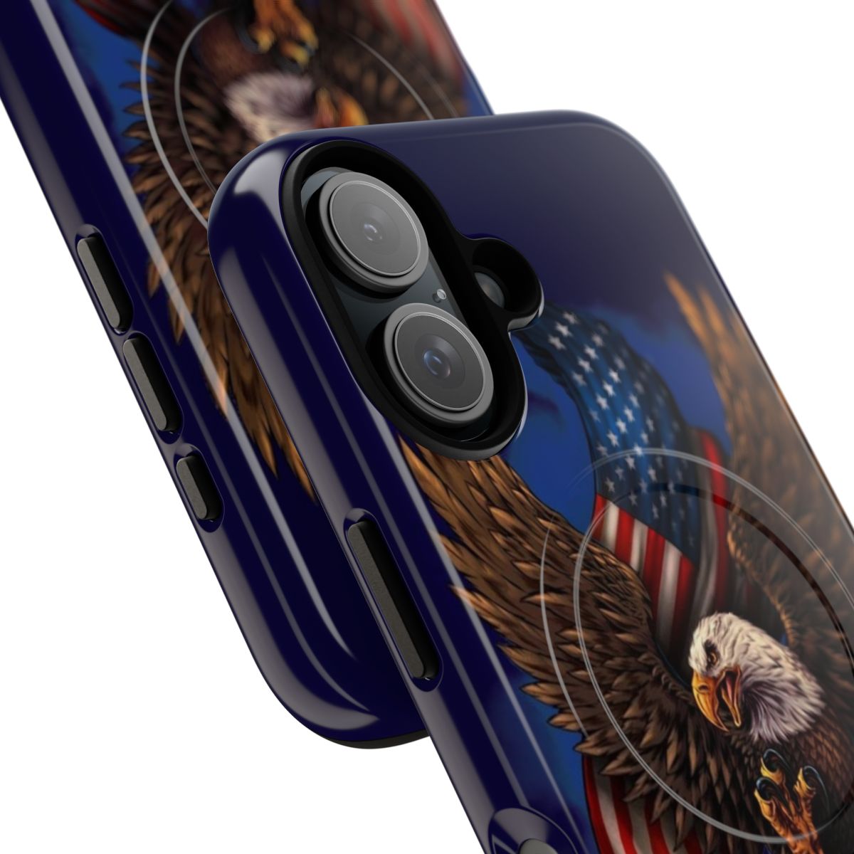 Patriotic phone case featuring a bald eagle and the American flag - Detail