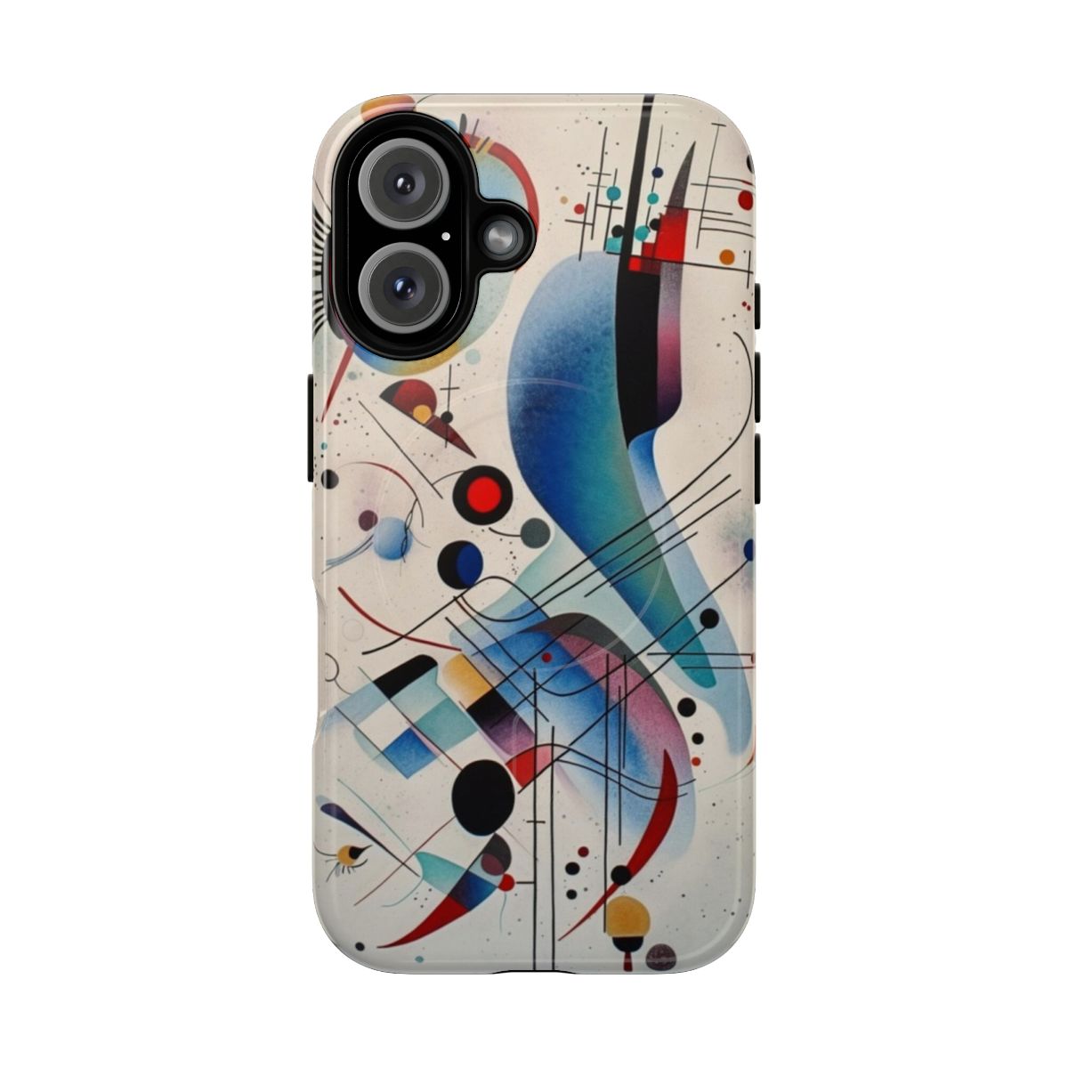 Colorful Kandinsky-inspired abstract art design on a phone case