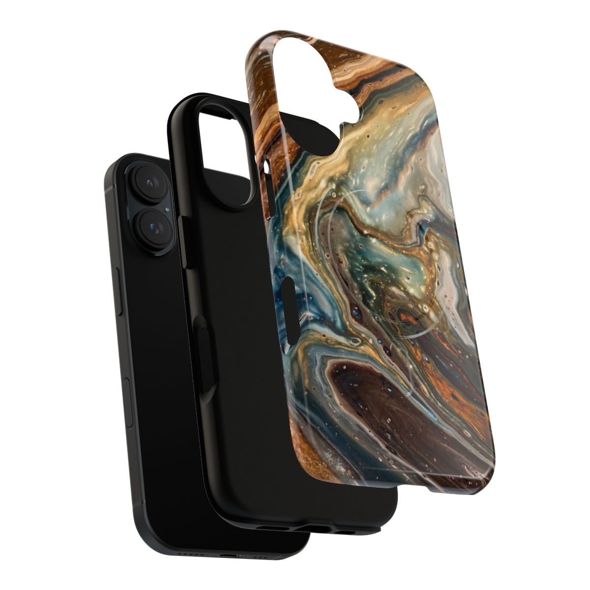 Artistic abstract acrylic landscape design on a phone case - Layers