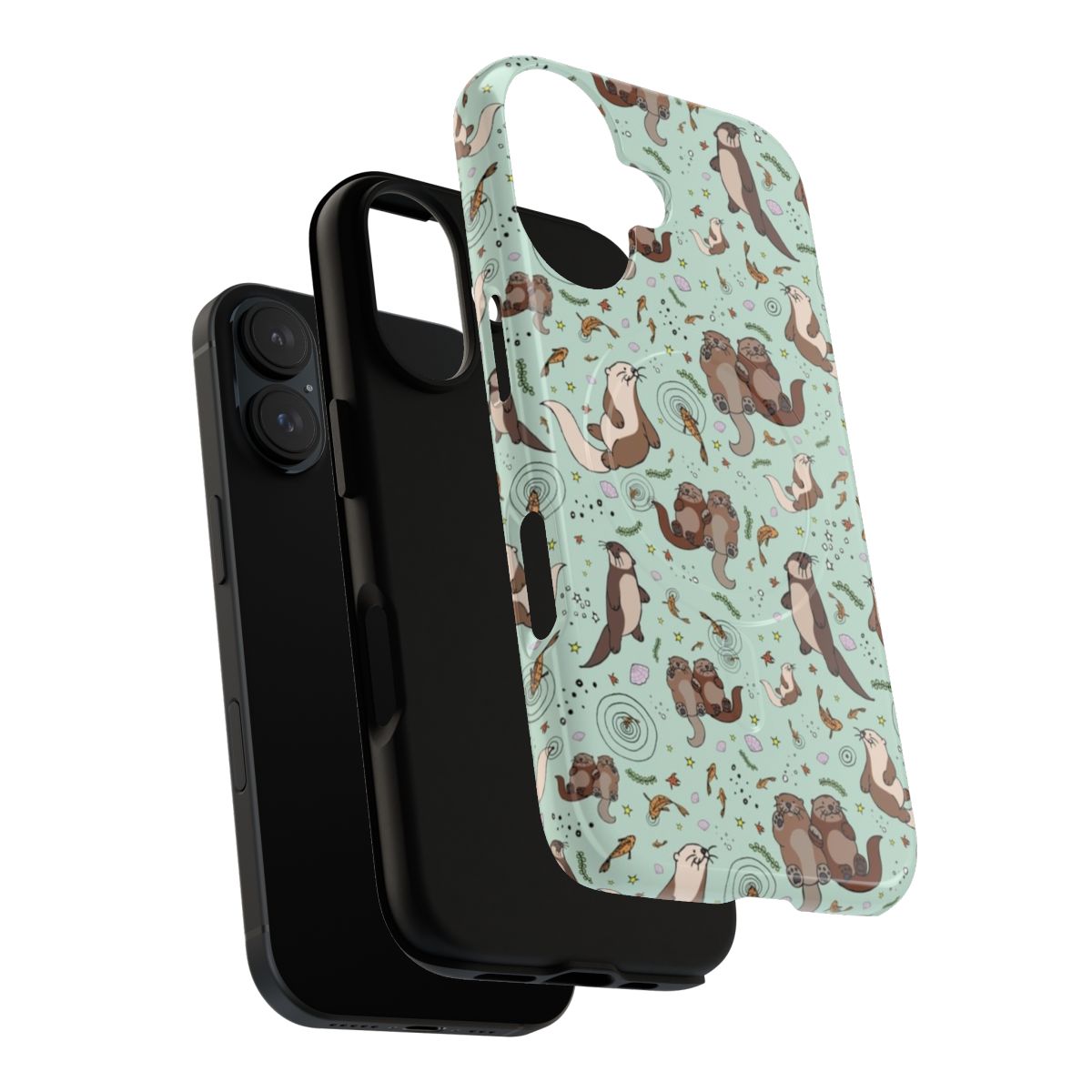 Magnetic tough phone case featuring a design of cute otters - Layers