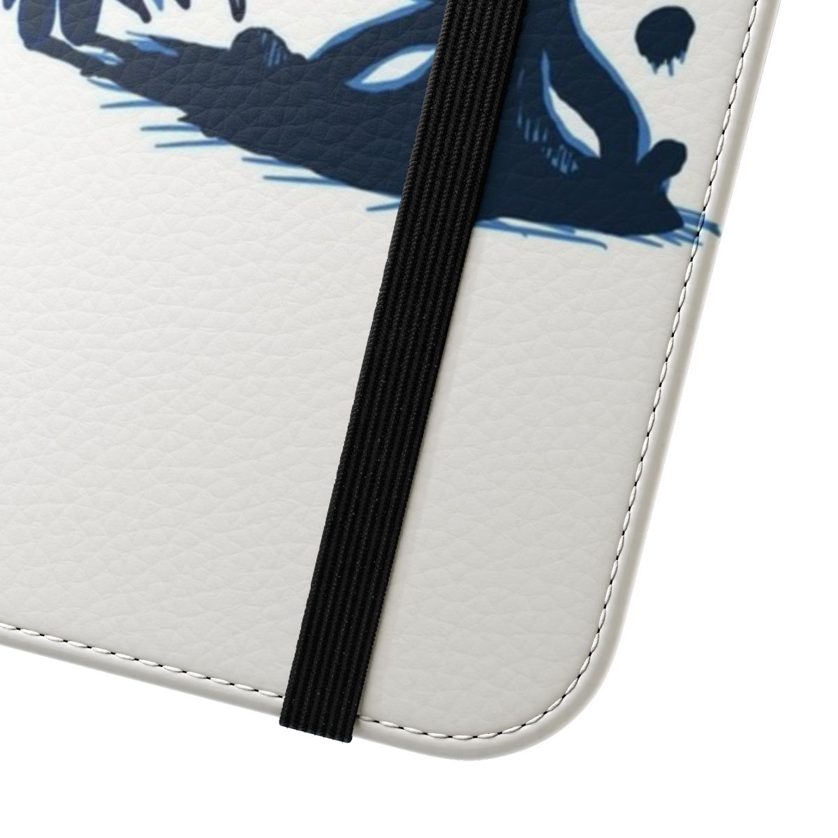 Hollow Knight-themed flip phone case with a blue shade design - Close Up