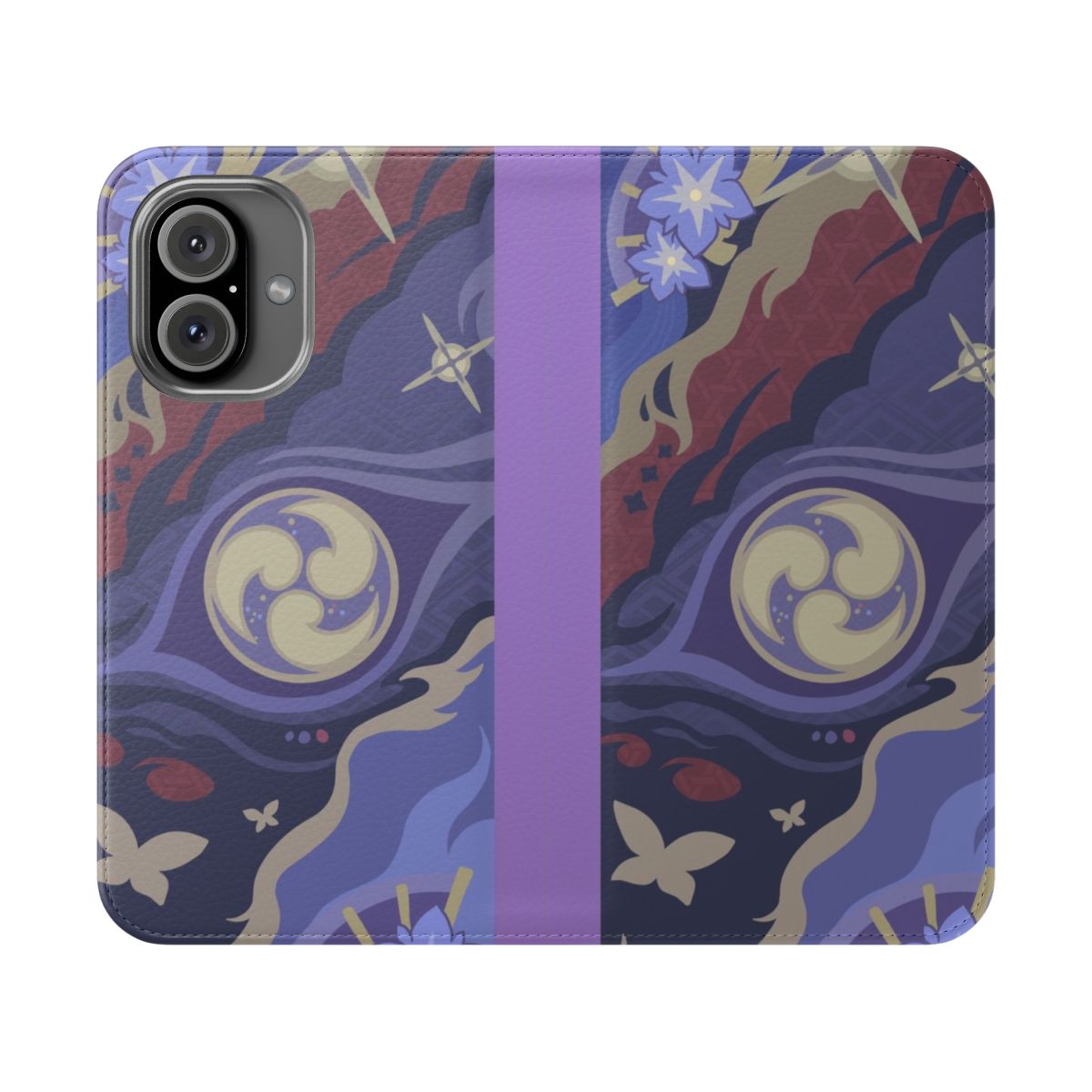 Genshin Impact Raiden Shogun-inspired phone case with namecard design