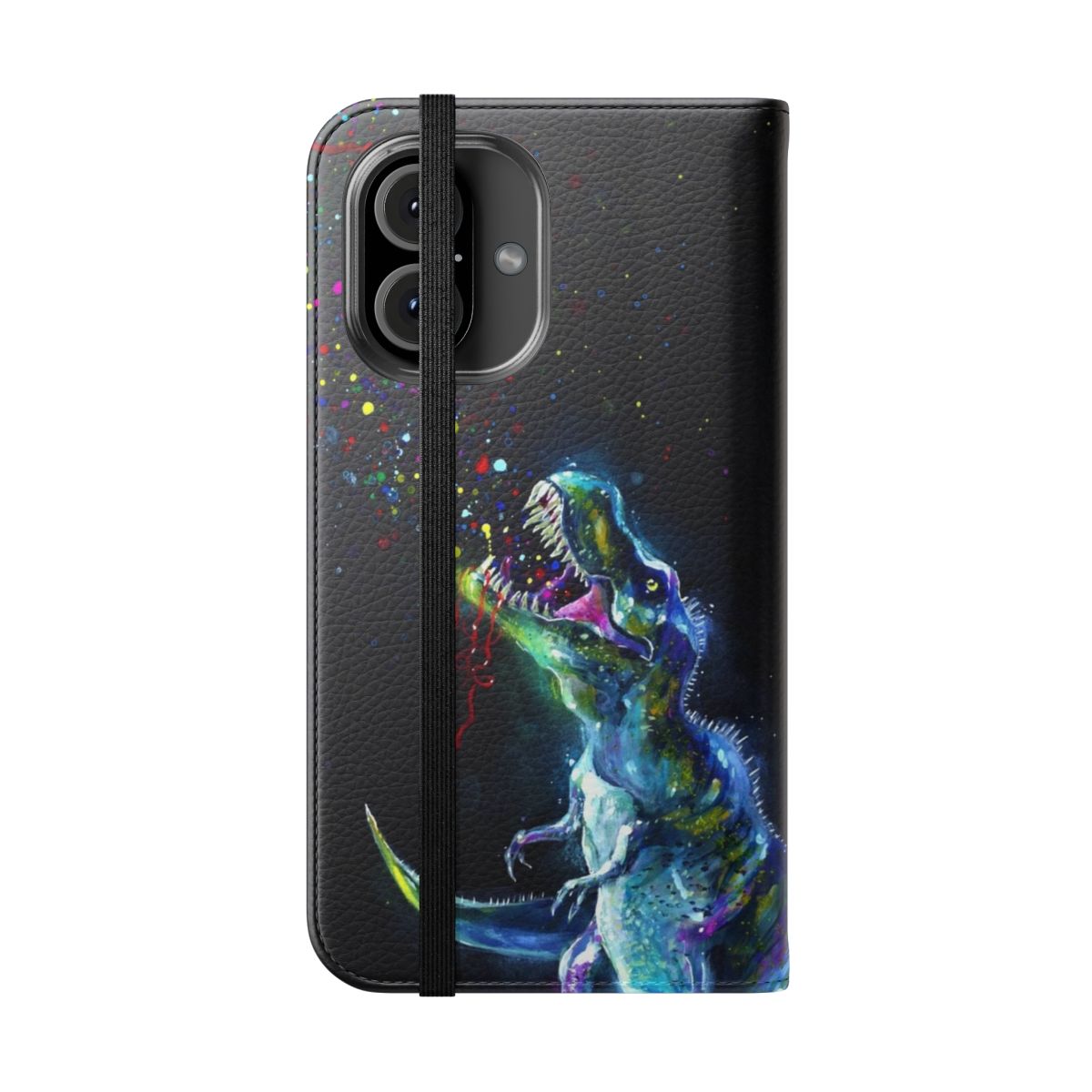 Shimmering Cosmic T-Rex Phone Case - Folded Front