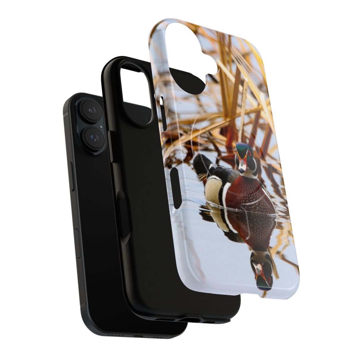 A wood duck in a natural spring setting on a magnetic tough phone case - Layers