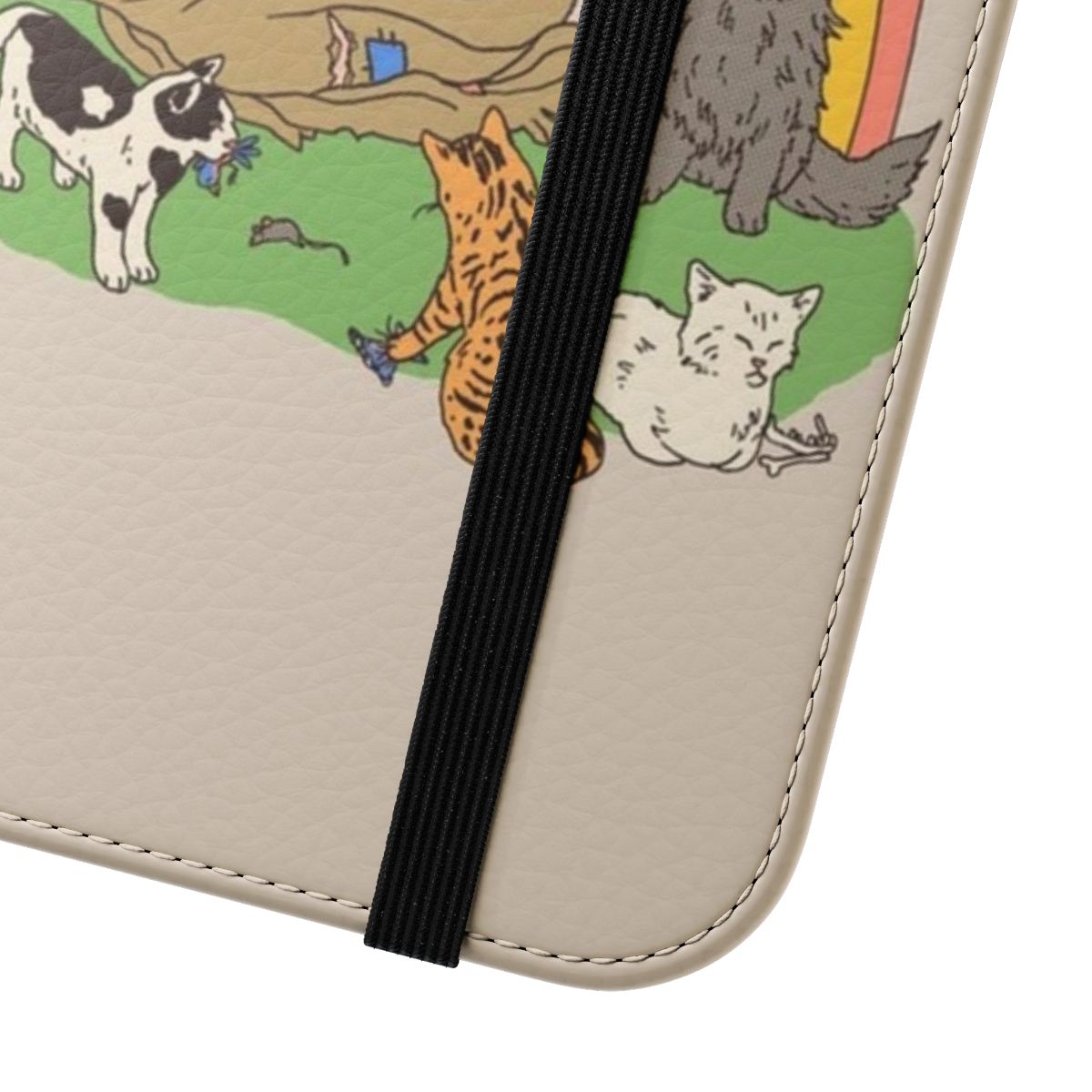 Feral cat flip phone case with a princess design - Close Up