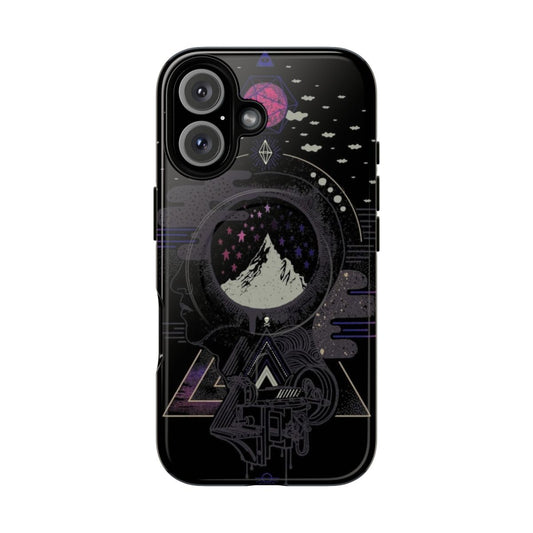 Surreal and abstract phone case featuring a dreaming head design