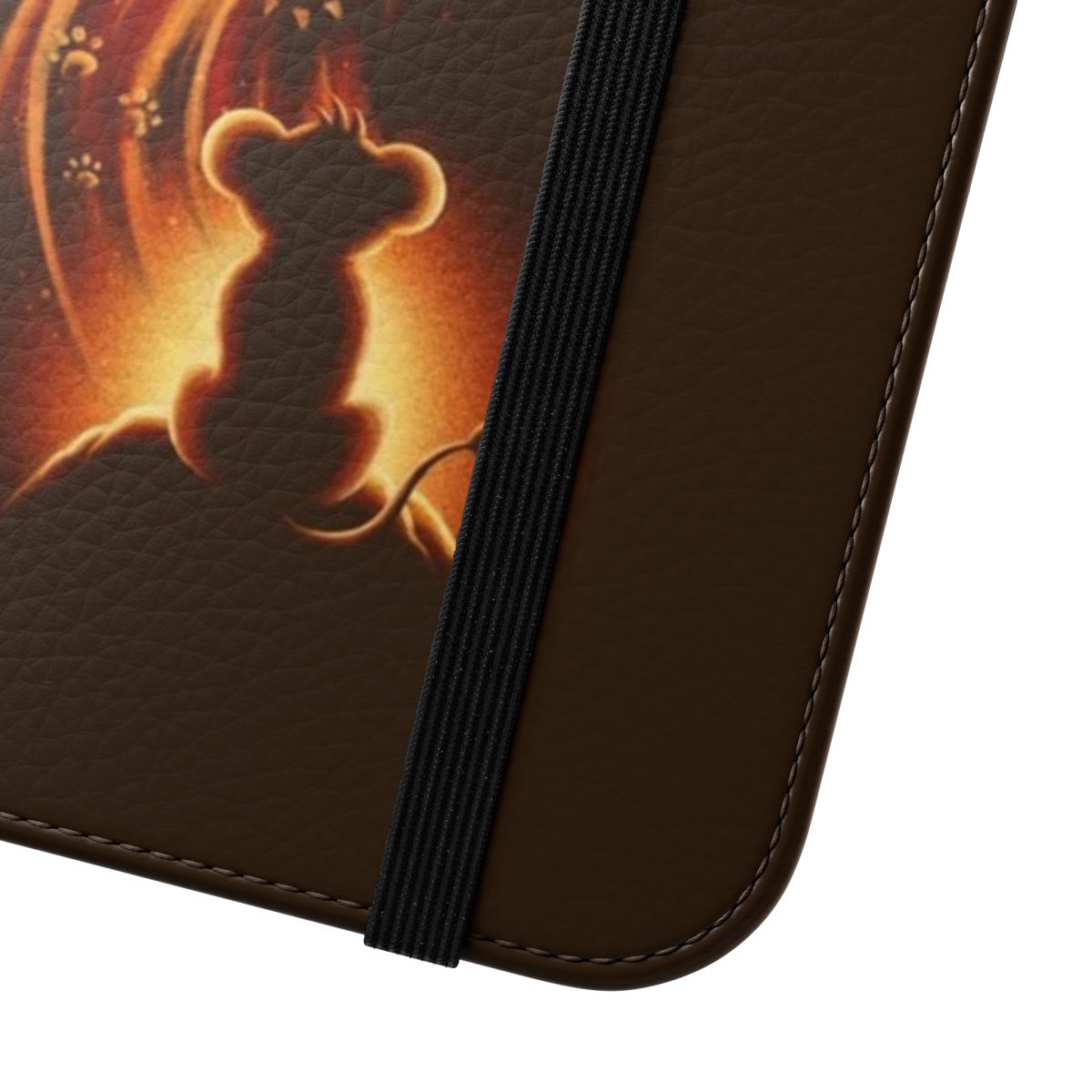 A flip cover phone case with a lion design, featuring the iconic character Simba from The Lion King. - Close Up