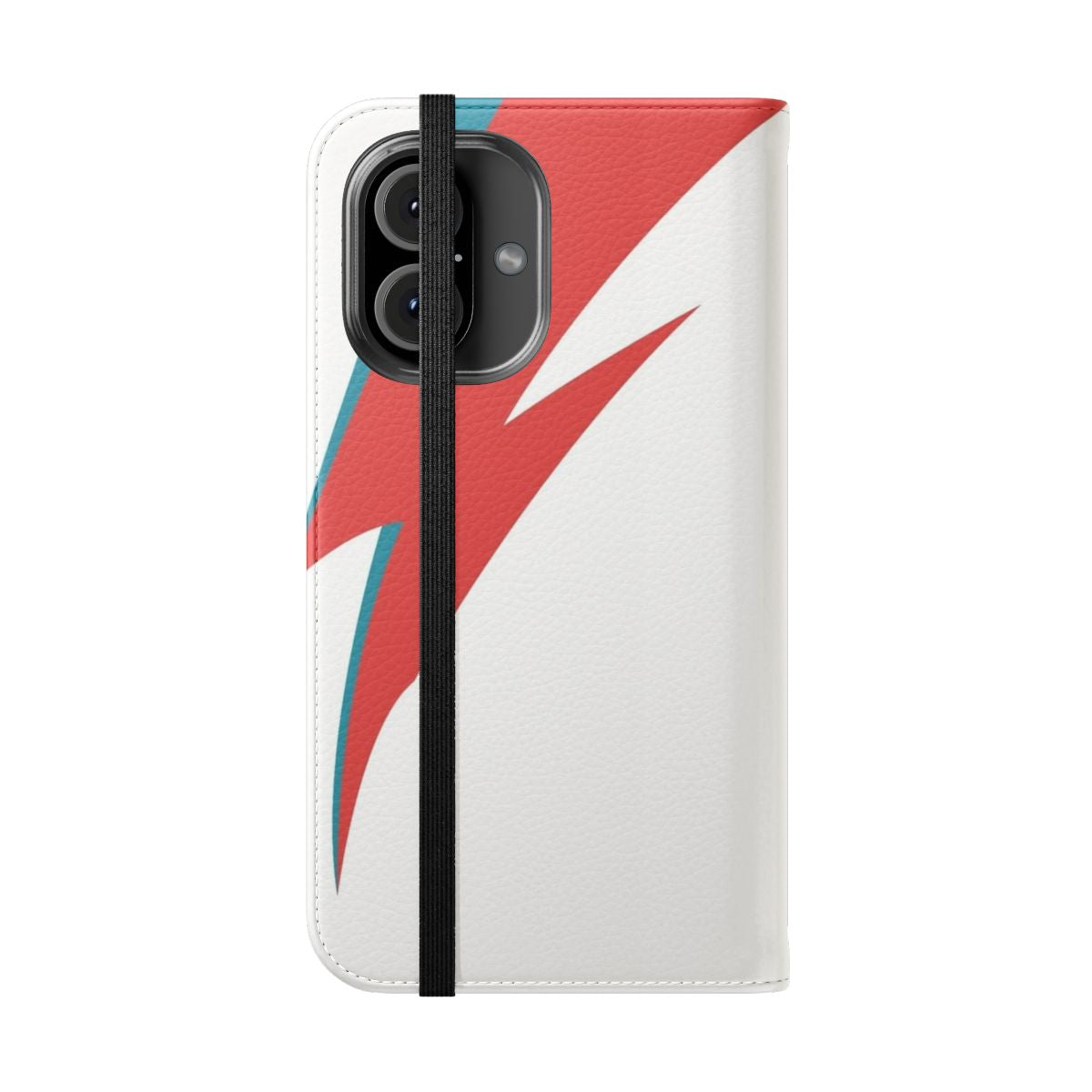 Vibrant lightning design phone case inspired by David Bowie's iconic "Heroes" album and lyrics - Folded Front