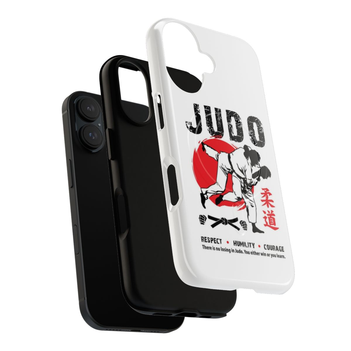 Judo-inspired magnetic phone case with Japanese kanji and martial arts design - Layers