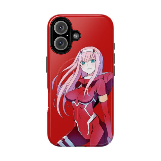 Anime-inspired phone case featuring the character Zero Two from Darling in the Franxx