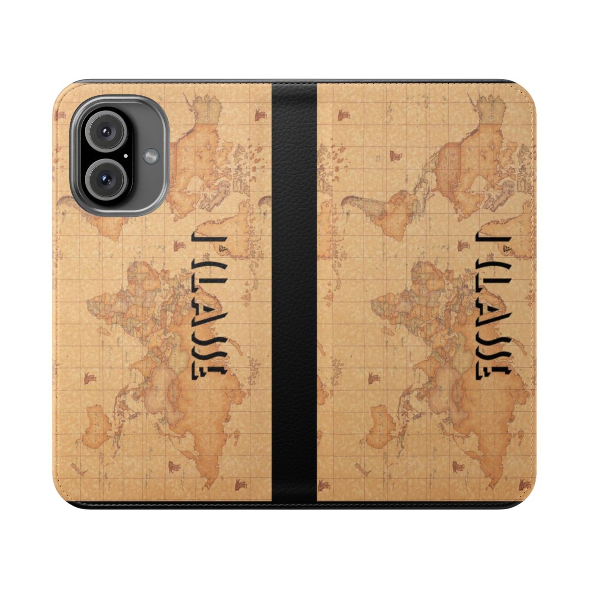 Premium flip phone case with stylish map, globe, and fashion design