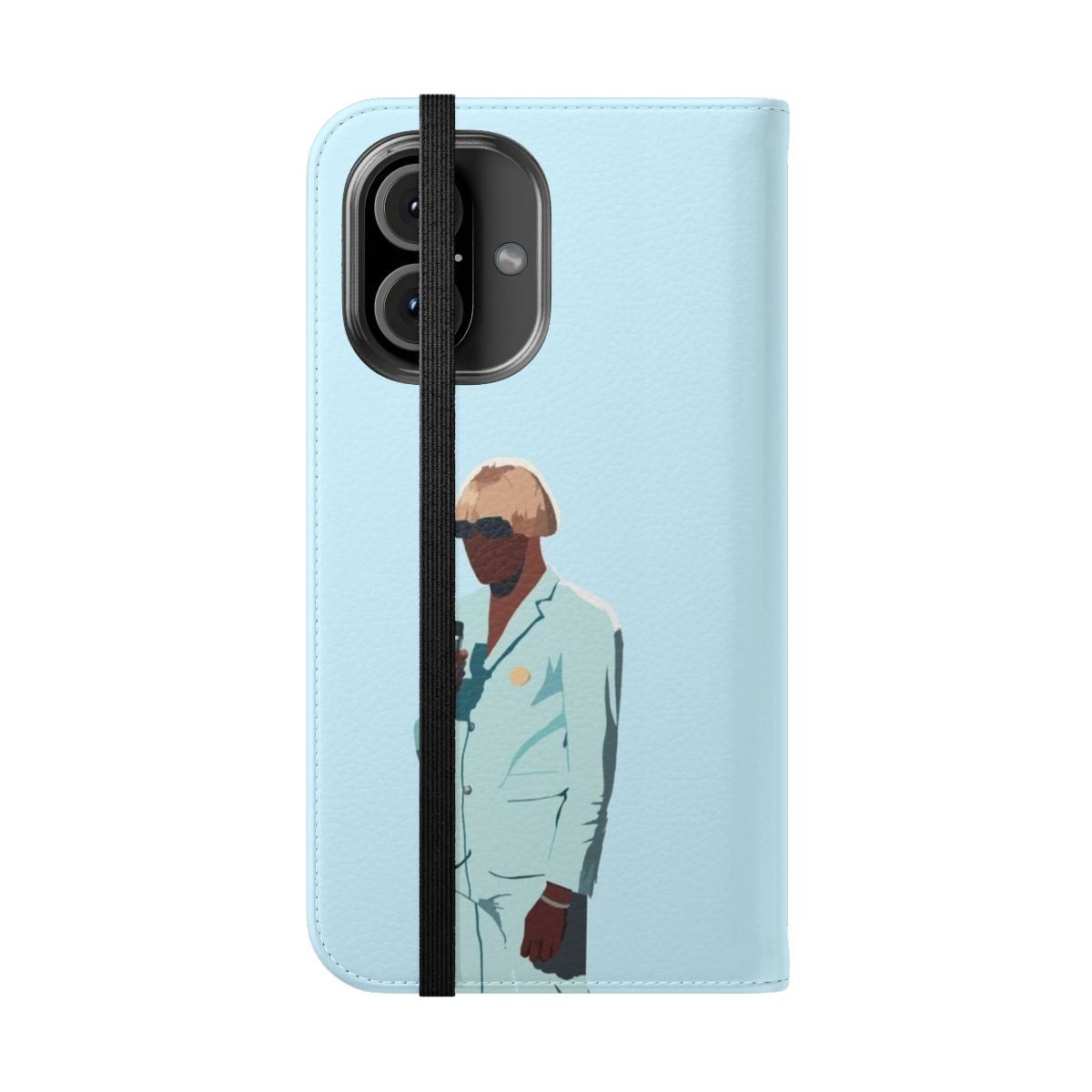 Flip phone case featuring artwork inspired by Tyler the Creator's 'Igor' album - Folded Front