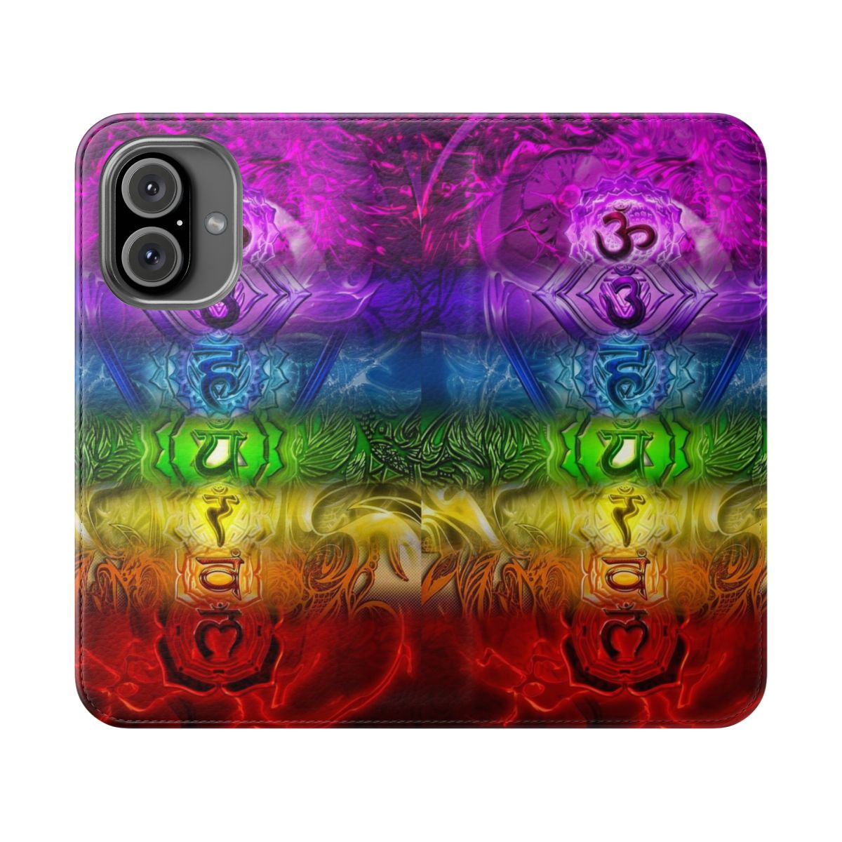 Colorful zen doodle and chakra symbols on a phone case cover