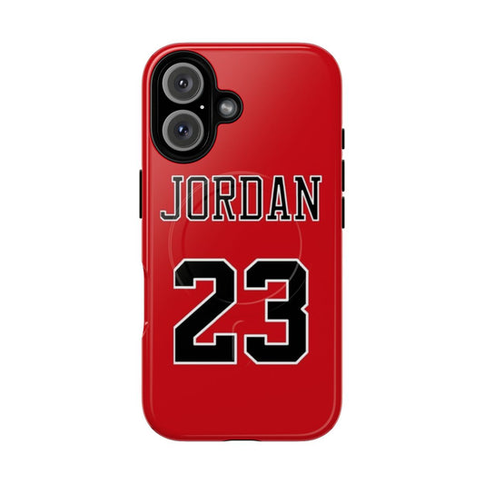 Image of a customizable magnetic tough phone case with a Michael Jordan jersey design