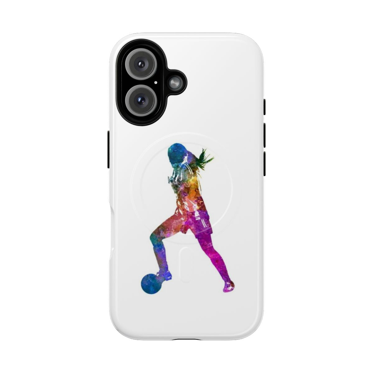 Silhouette of a girl soccer player on a magnetic tough phone case