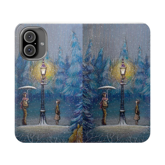 Narnia-themed flip cover phone case with magical lantern design