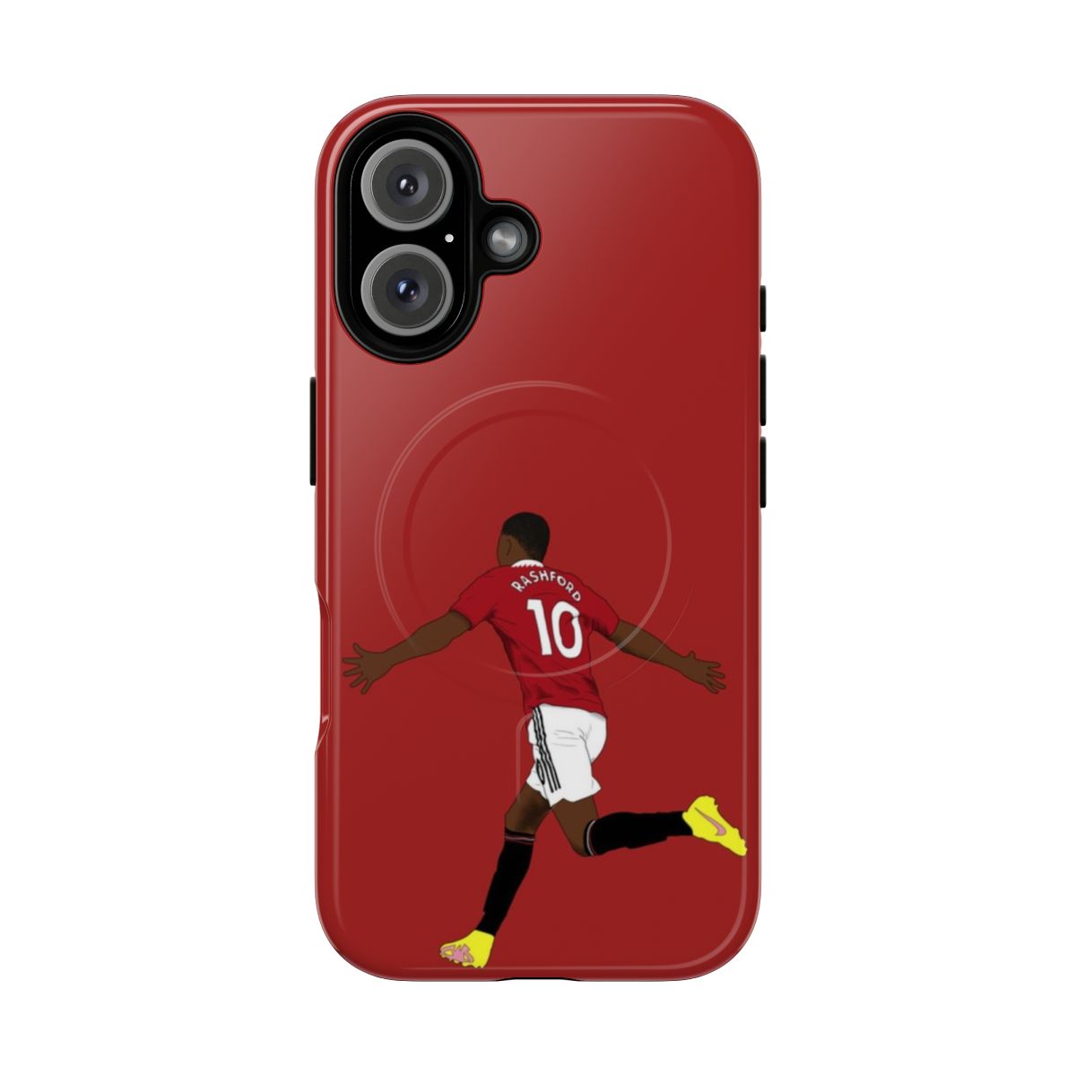 Minimalist phone case featuring Marcus Rashford's goal celebration