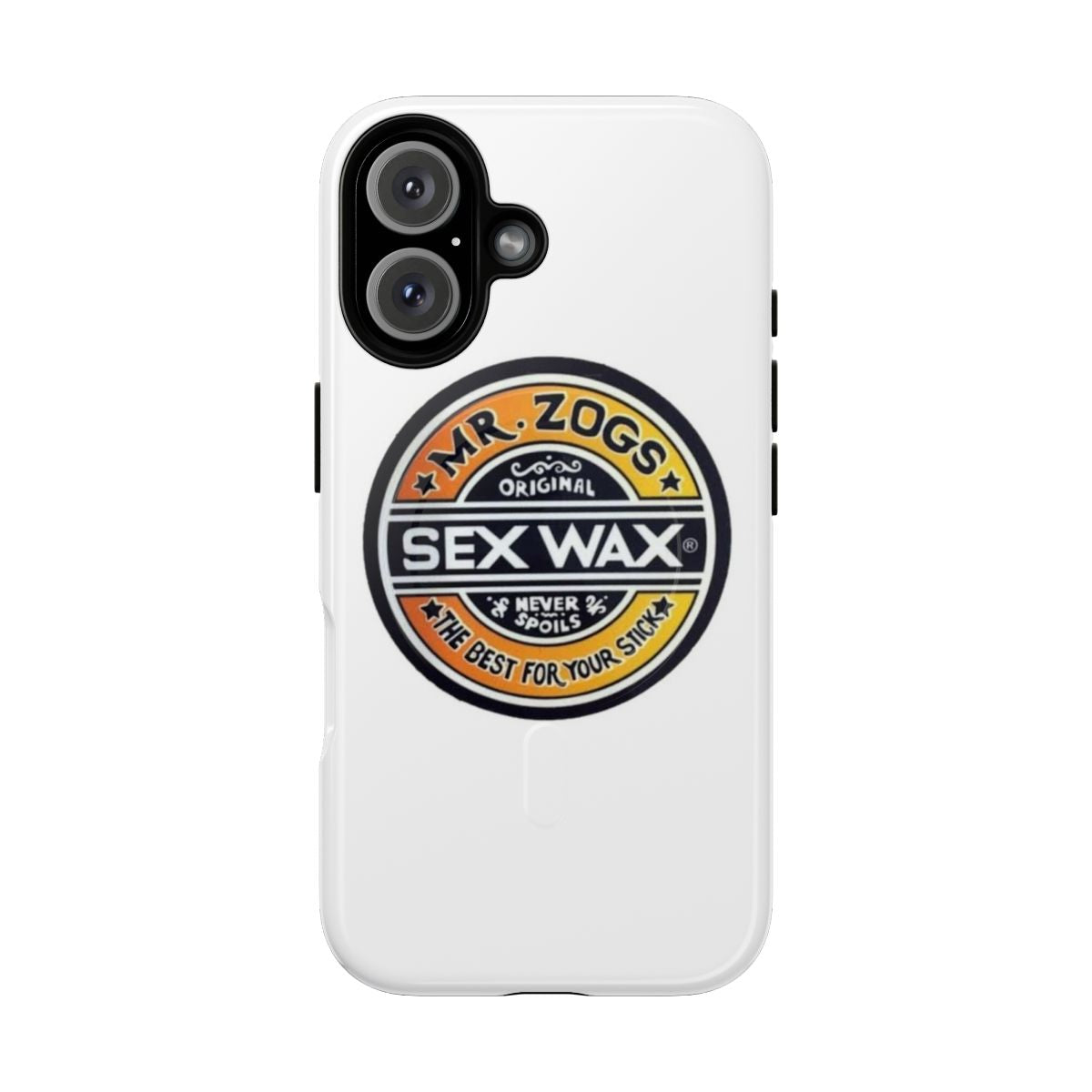 Magnetic, tough phone case with Mr Zogs Sex Wax inspired design