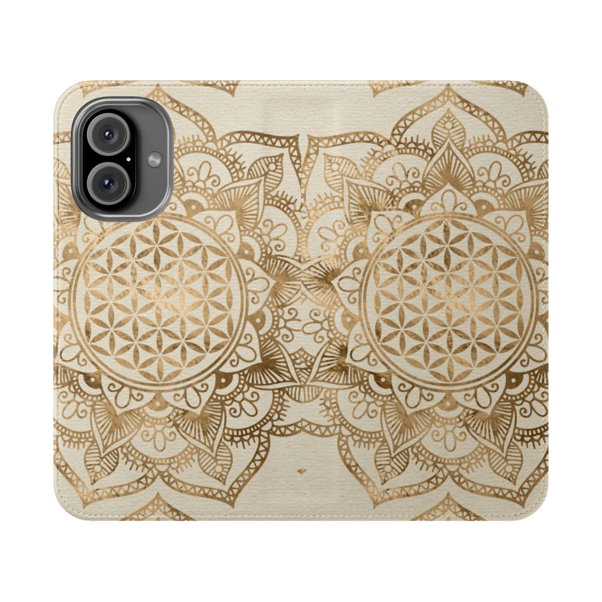 Pastel Flower of Life Mandala Design on a Flip Cover Phone Case