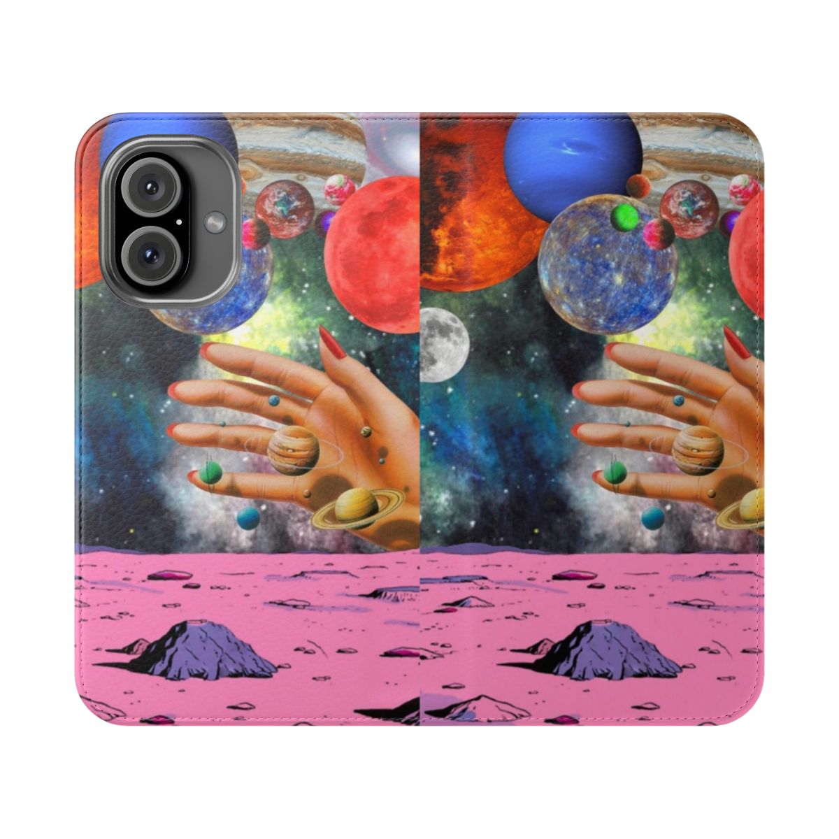 Vibrant psychedelic space phone case cover with planets and trippy patterns