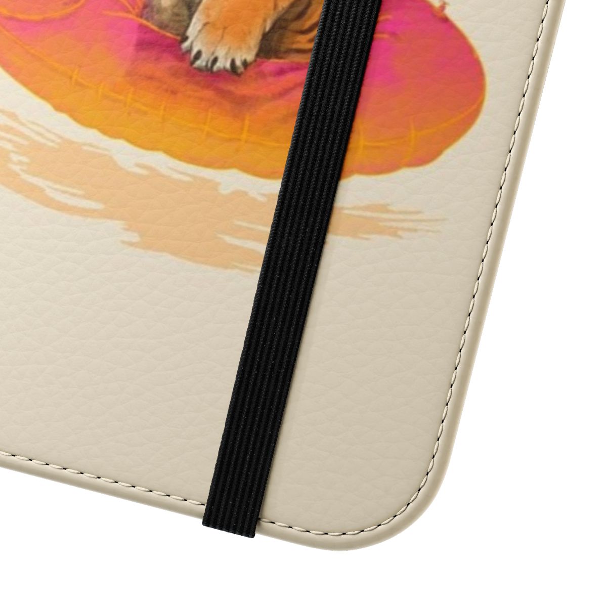 Tropical Flamingo and Tiger Print Flip Phone Case - Close Up