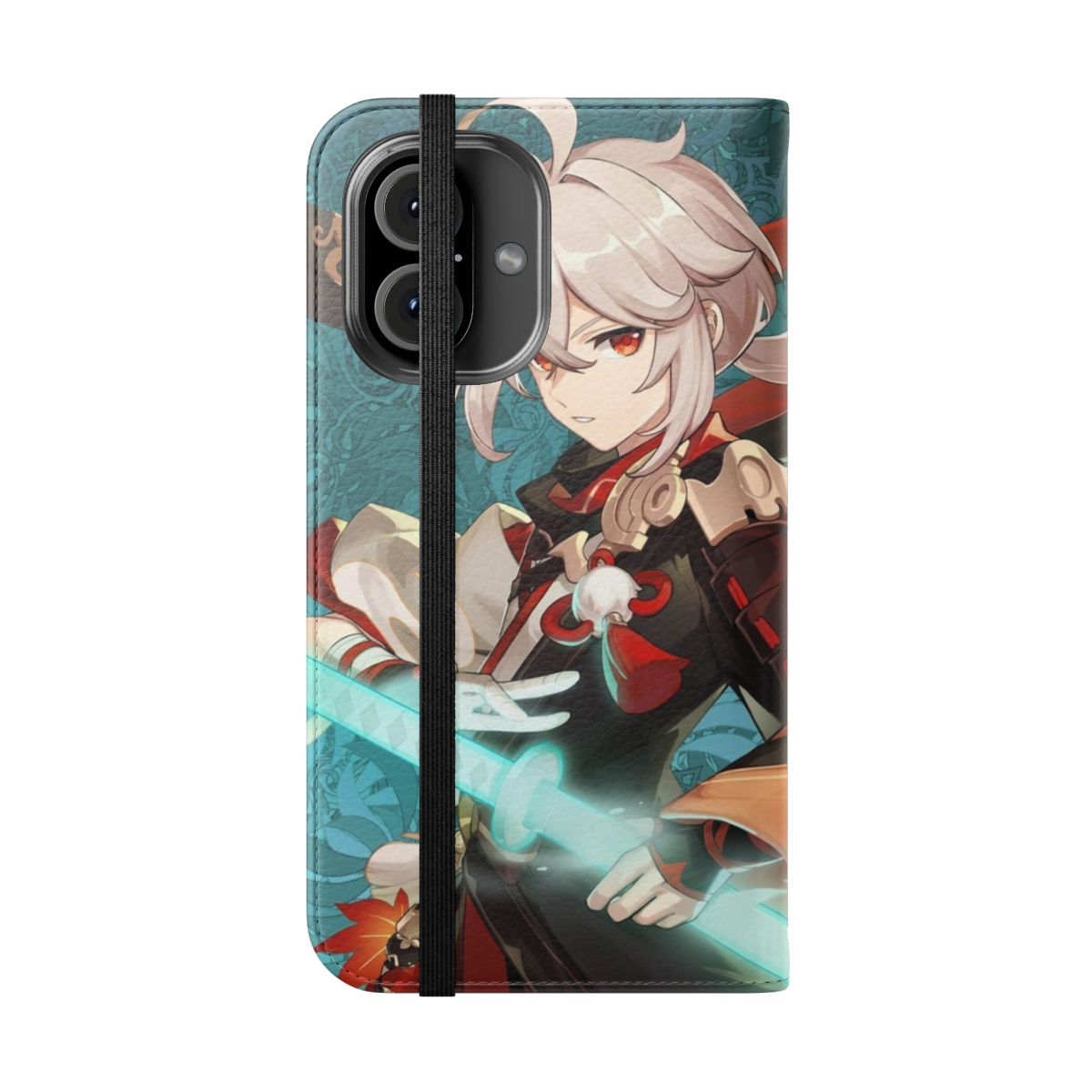 Anime-style phone case featuring Kaedehara Kazuha, a character from the popular game Genshin Impact - Folded Front