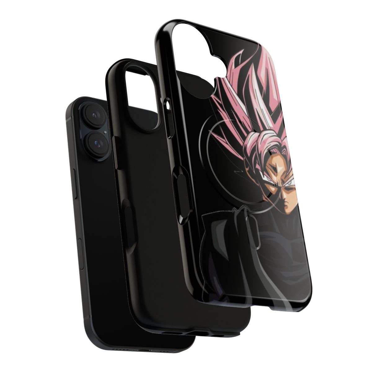 Black phone case with Goku Rosè design, featuring a tough magnetic cover - Layers