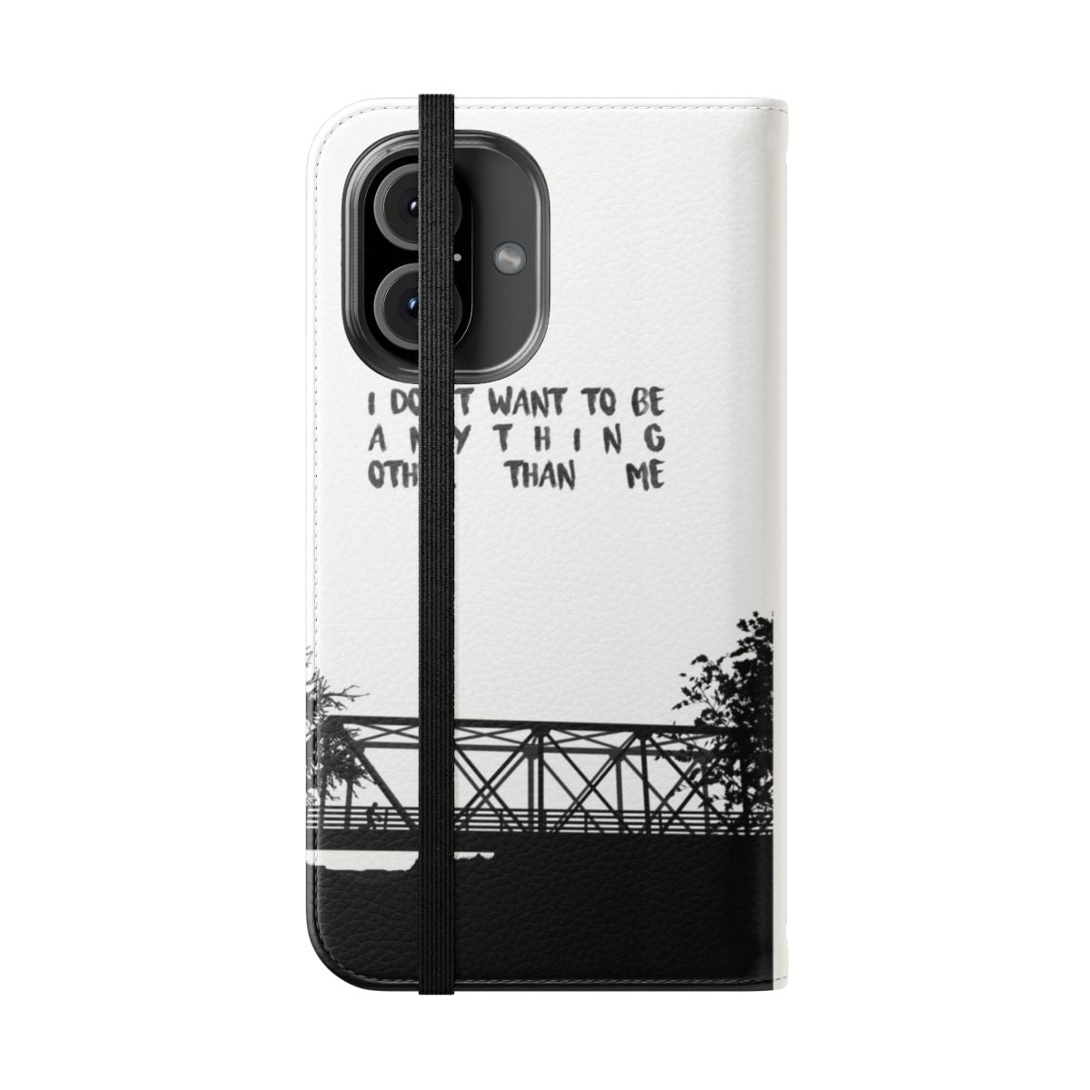 One Tree Hill inspired flip cover phone case with "I Don't Want to Be" design - Folded Front