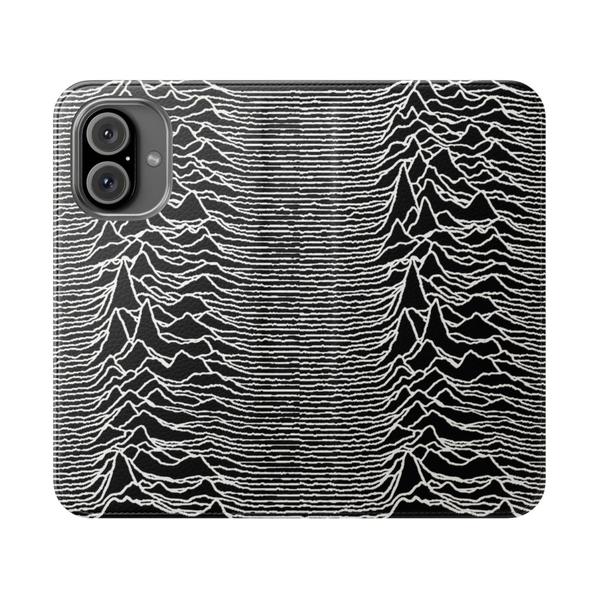 Monochrome abstract waves phone case with pop culture inspired design