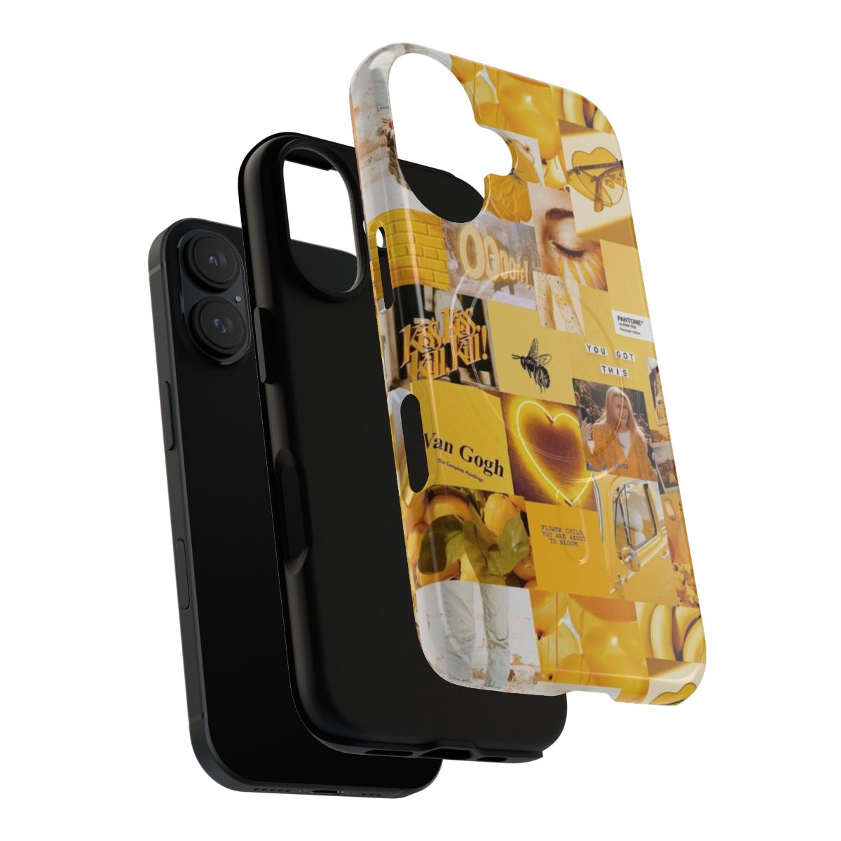 Vibrant yellow aesthetic collage design on a tough magnetic phone case - Layers