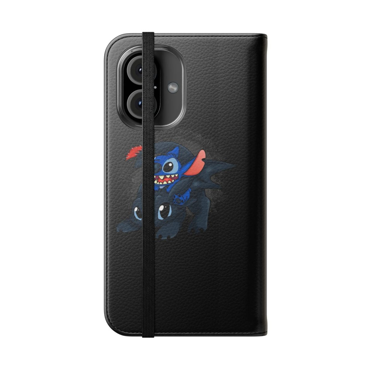 Crossover Dragon & Stitch Flip Cover Phone Case - Folded Front