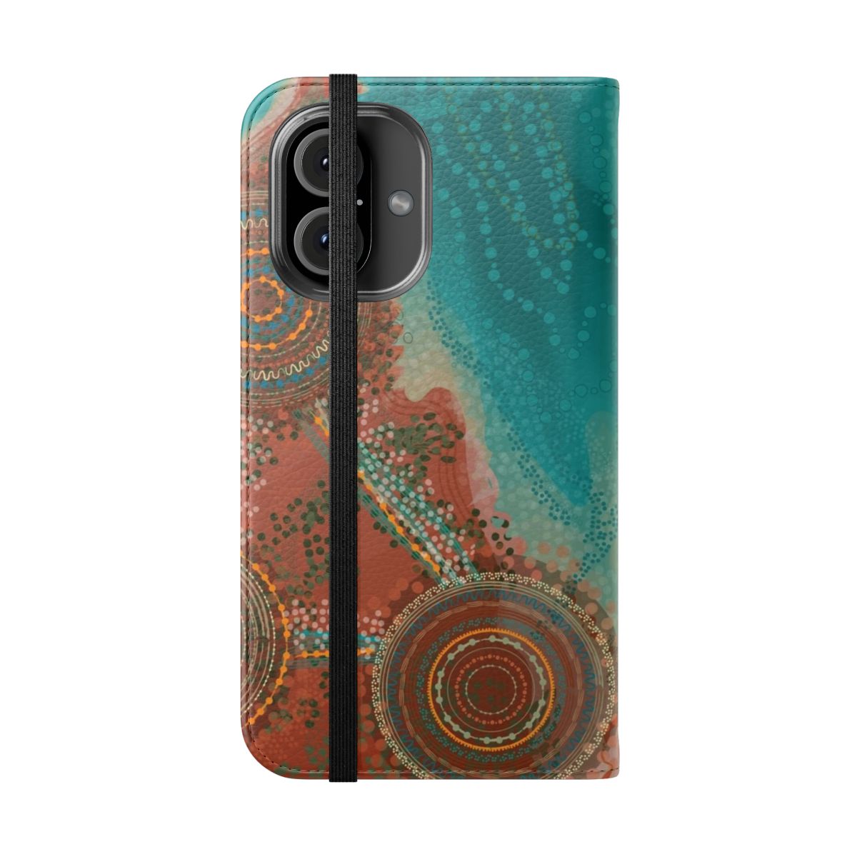 Yawuru-Inspired Tribal Phone Case with Aboriginal Art Design - Folded Front