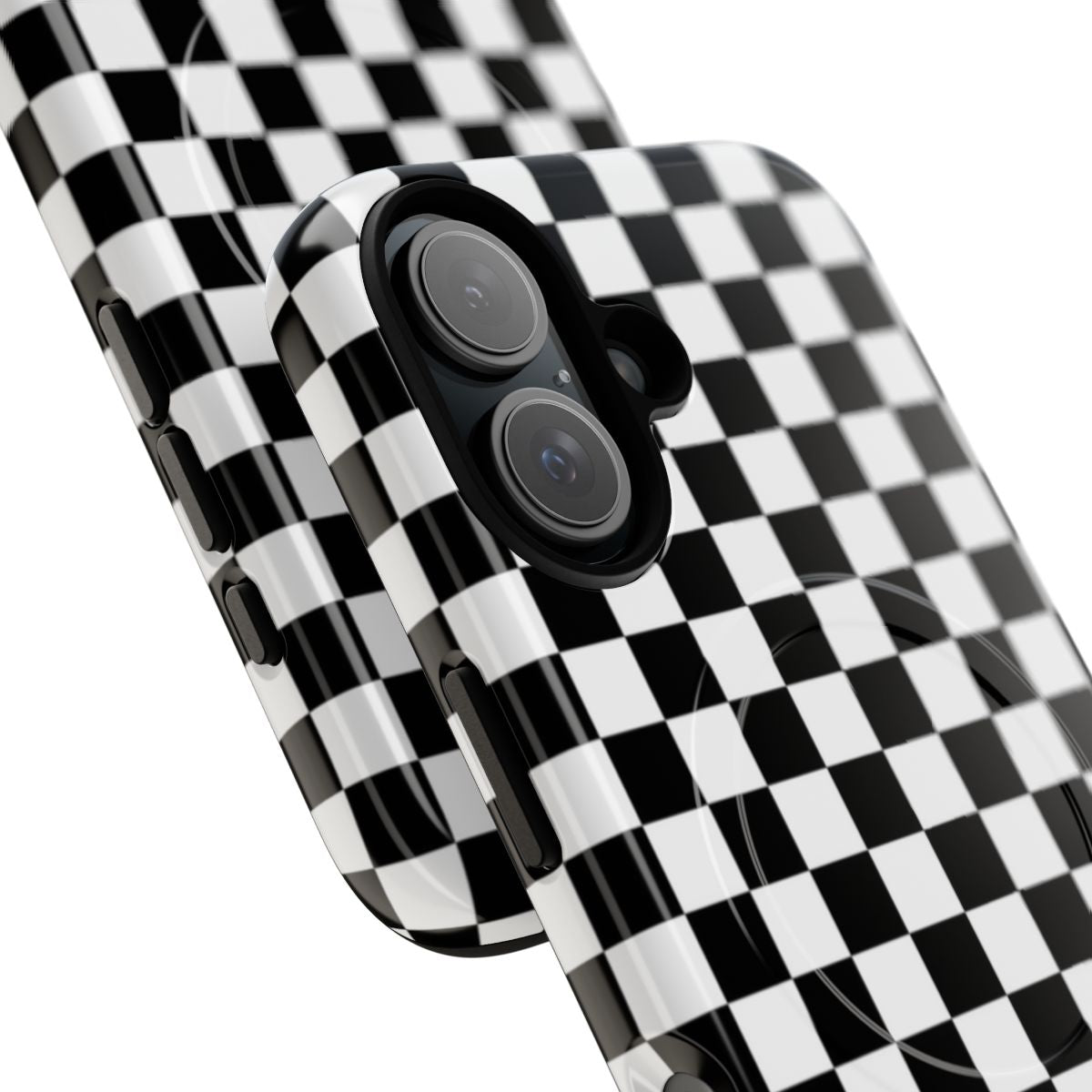 Ska-inspired checkered pattern on a tough, magnetic phone case - Detail