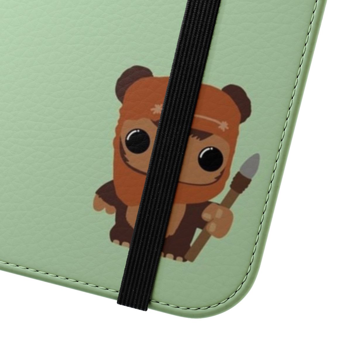 Ewok-themed flip cover phone case with a whimsical forest design - Close Up