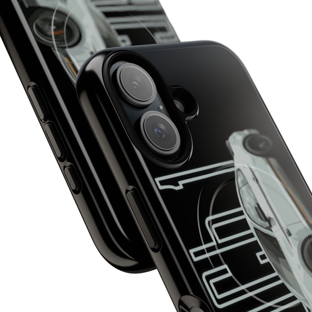 Mustang GT-inspired phone case featuring a sleek, grey design - Detail