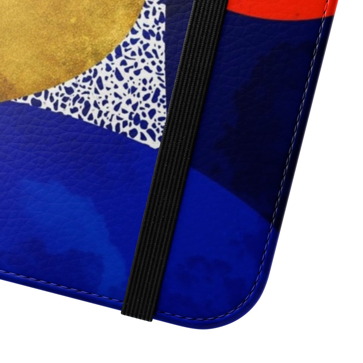 Terrazzo galaxy midnight blue yellow golden orange flip cover phone case - Close Up