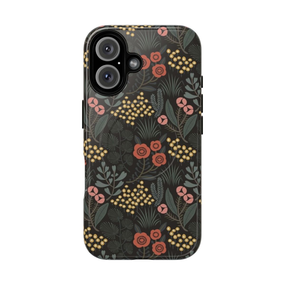 Vintage floral patterned magnetic protective phone case