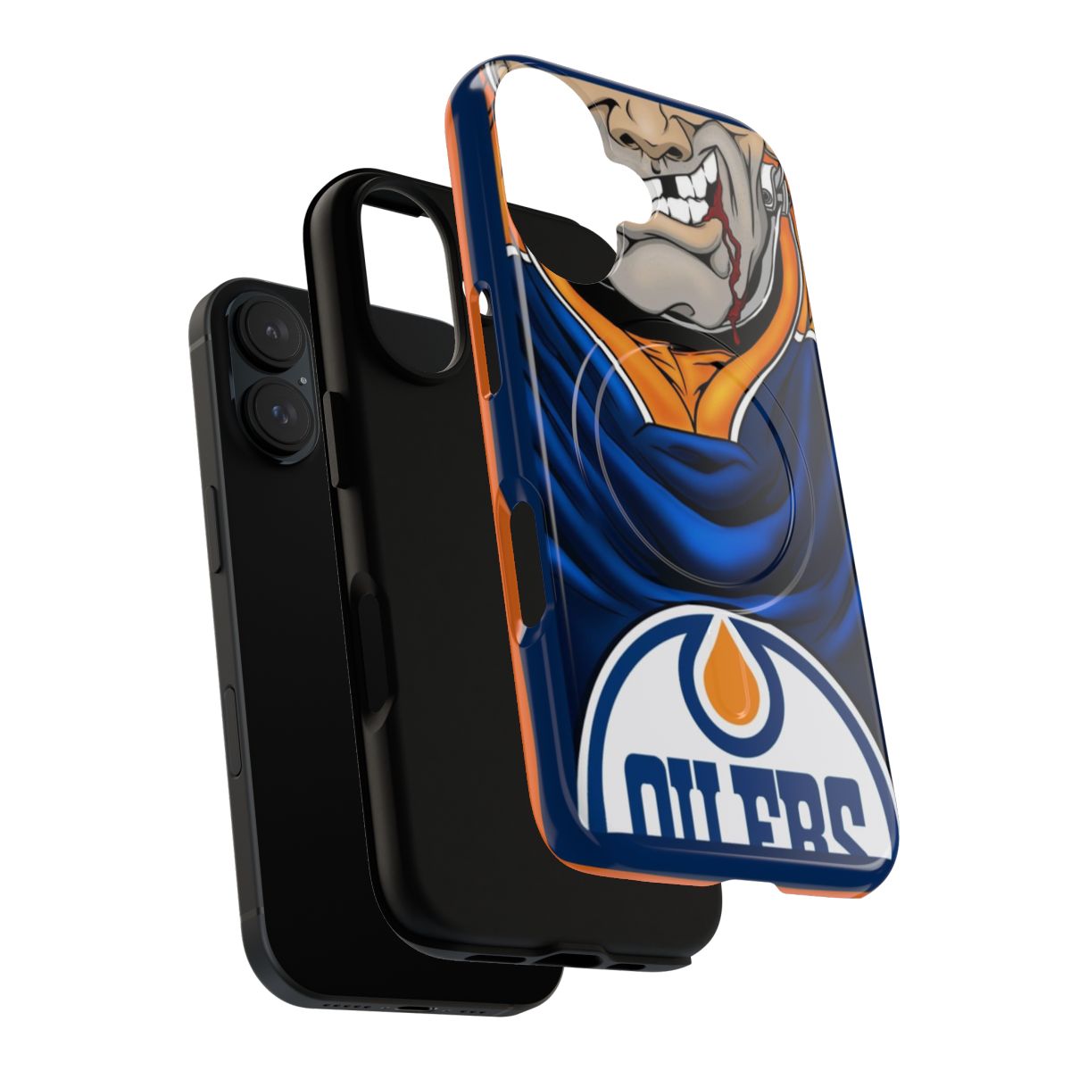 Copper and blue protective phone case with a magnetic design for hockey fans - Layers