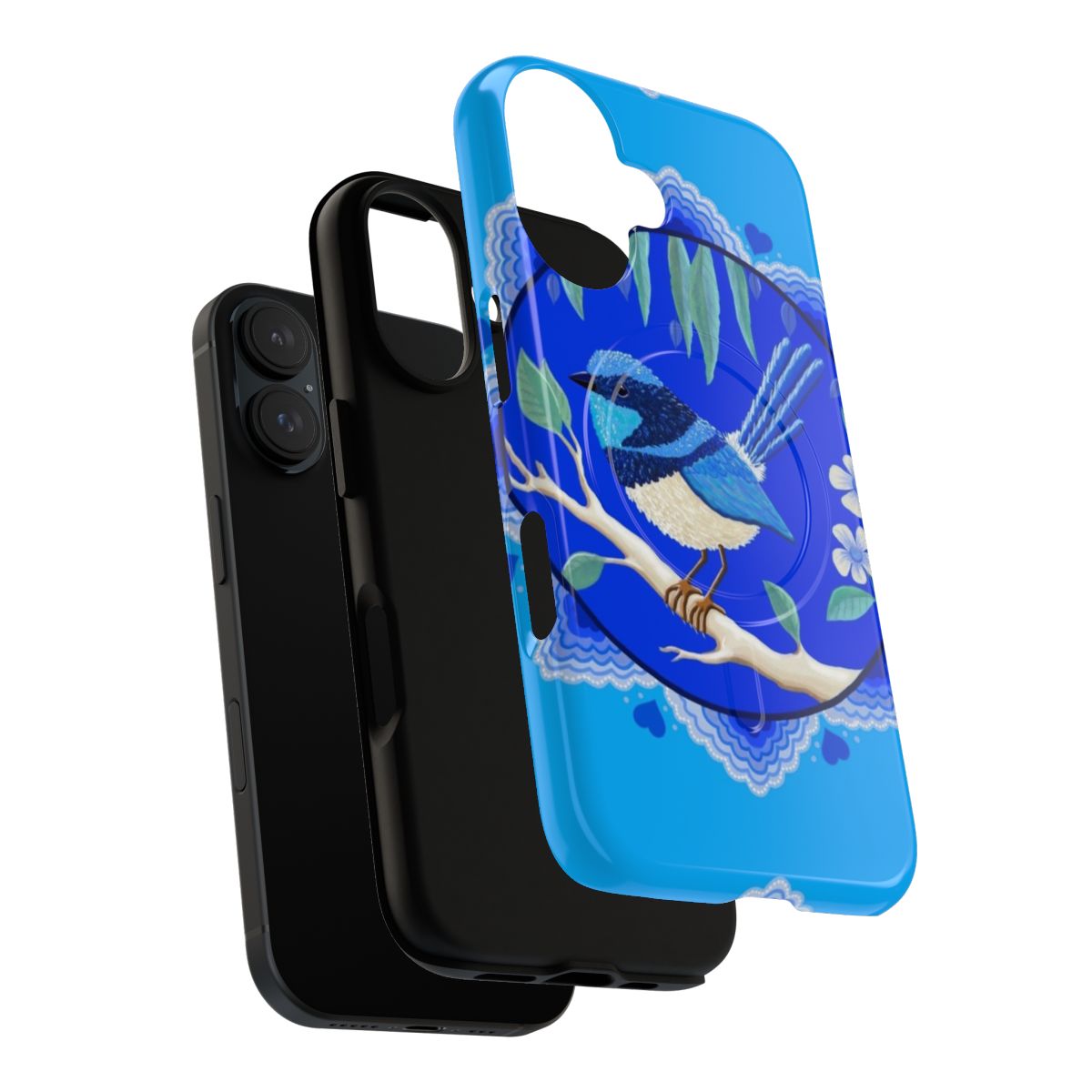 Splendid blue wren bird art on a durable magnetic phone case - Layers