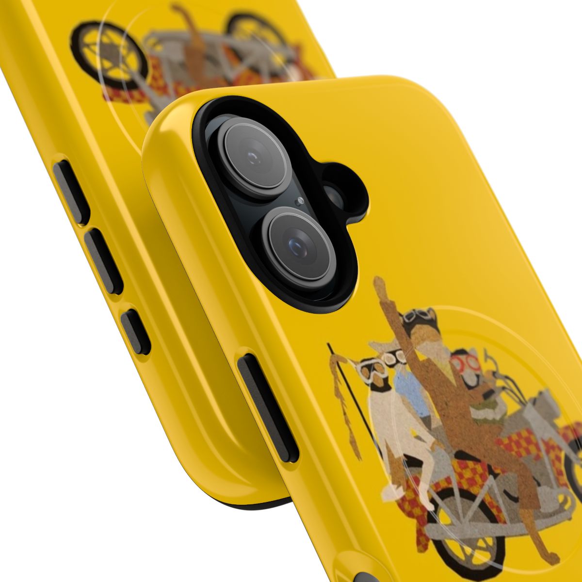 Motorcycle-themed phone case with Wes Anderson and Roald Dahl inspired designs - Detail