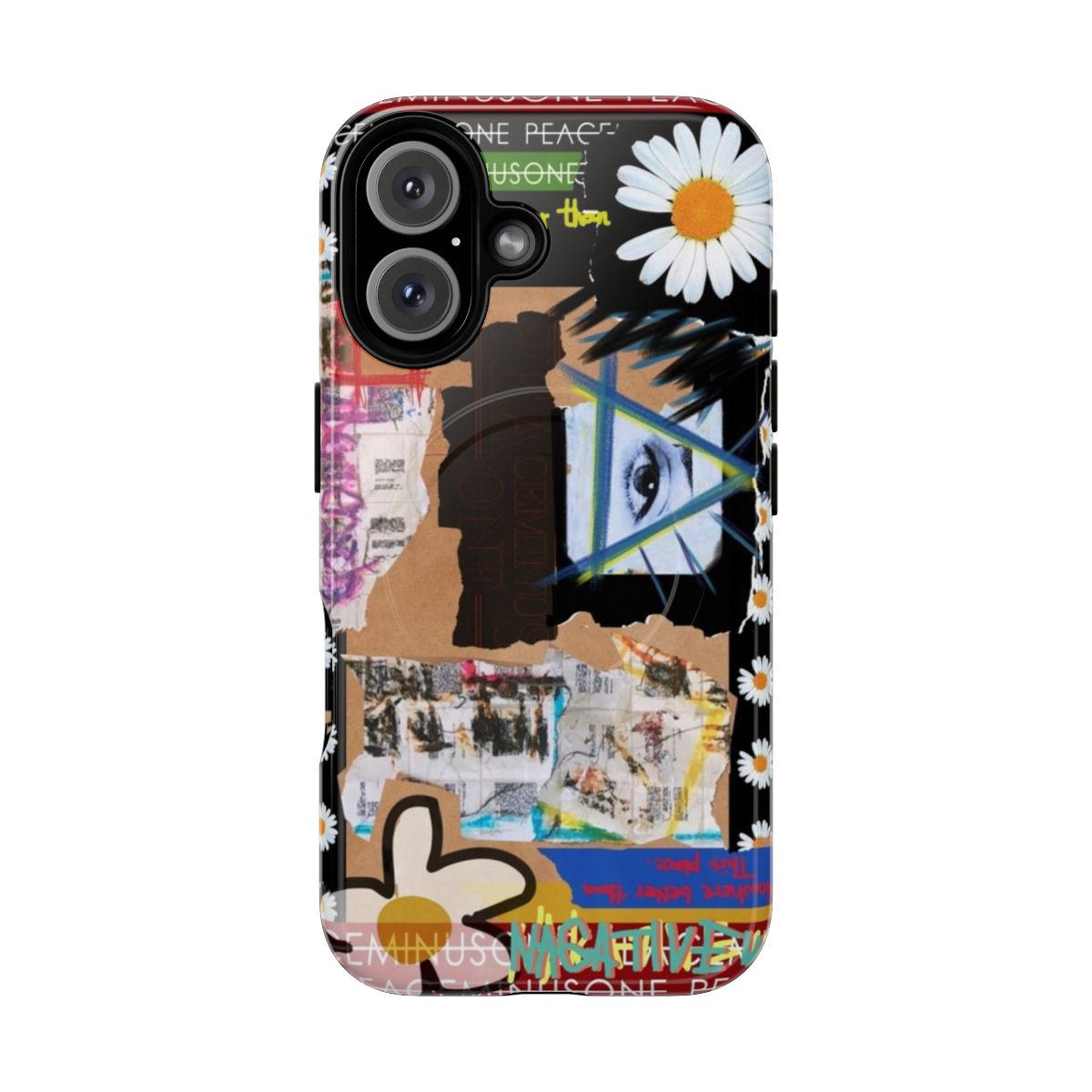 Peaceminusone-inspired phone case with daisy pattern and magnetic closure for protection