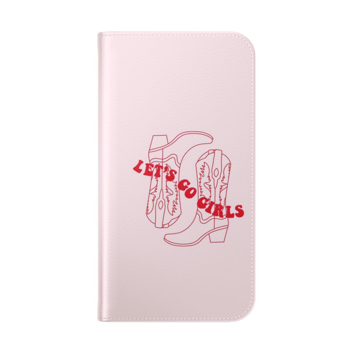 Vintage-style cowgirl boots phone case in a trendy pink and white color scheme - Folded Back