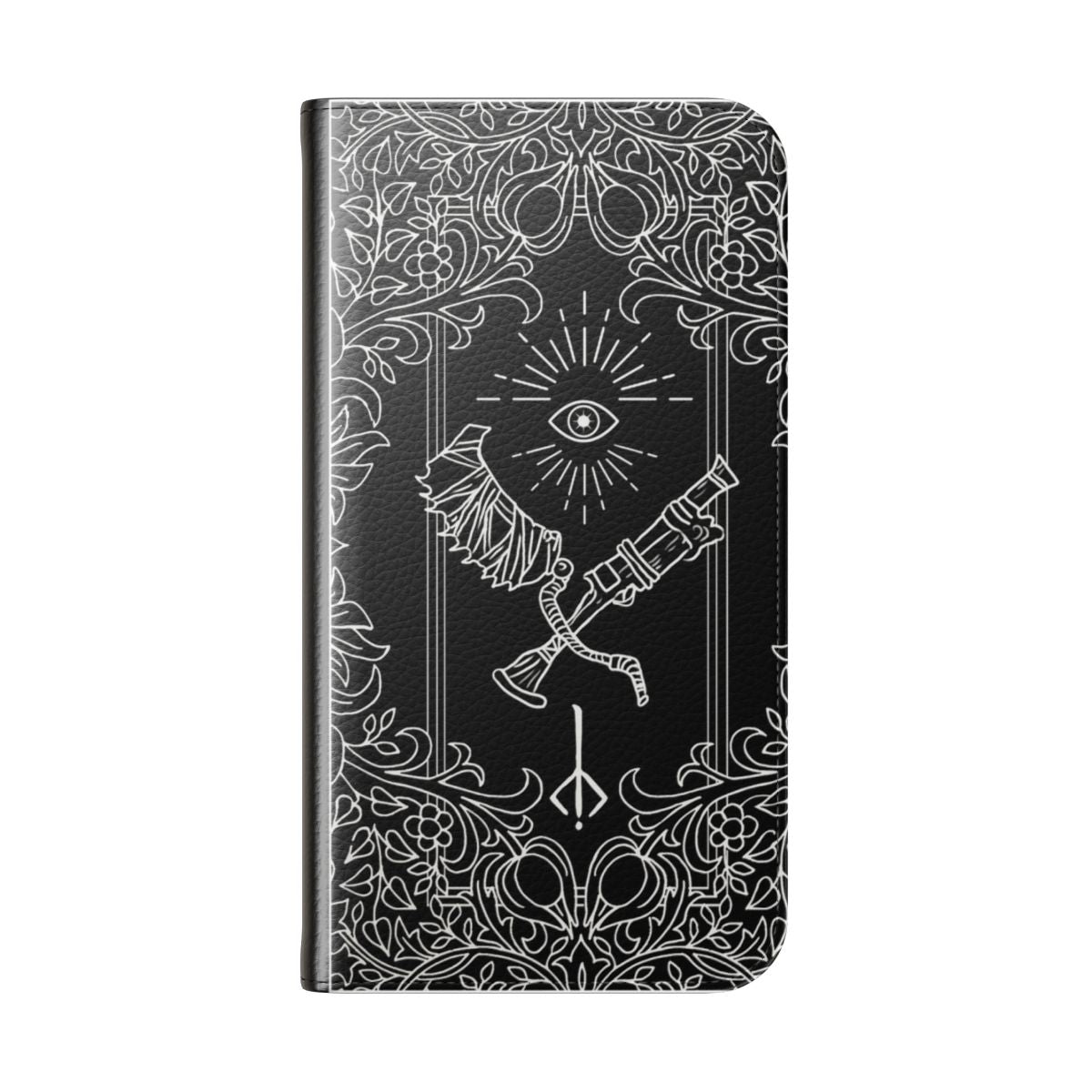 Bloodborne-Inspired Flip Phone Case with Trickweapon and Tarot Imagery - Folded Back