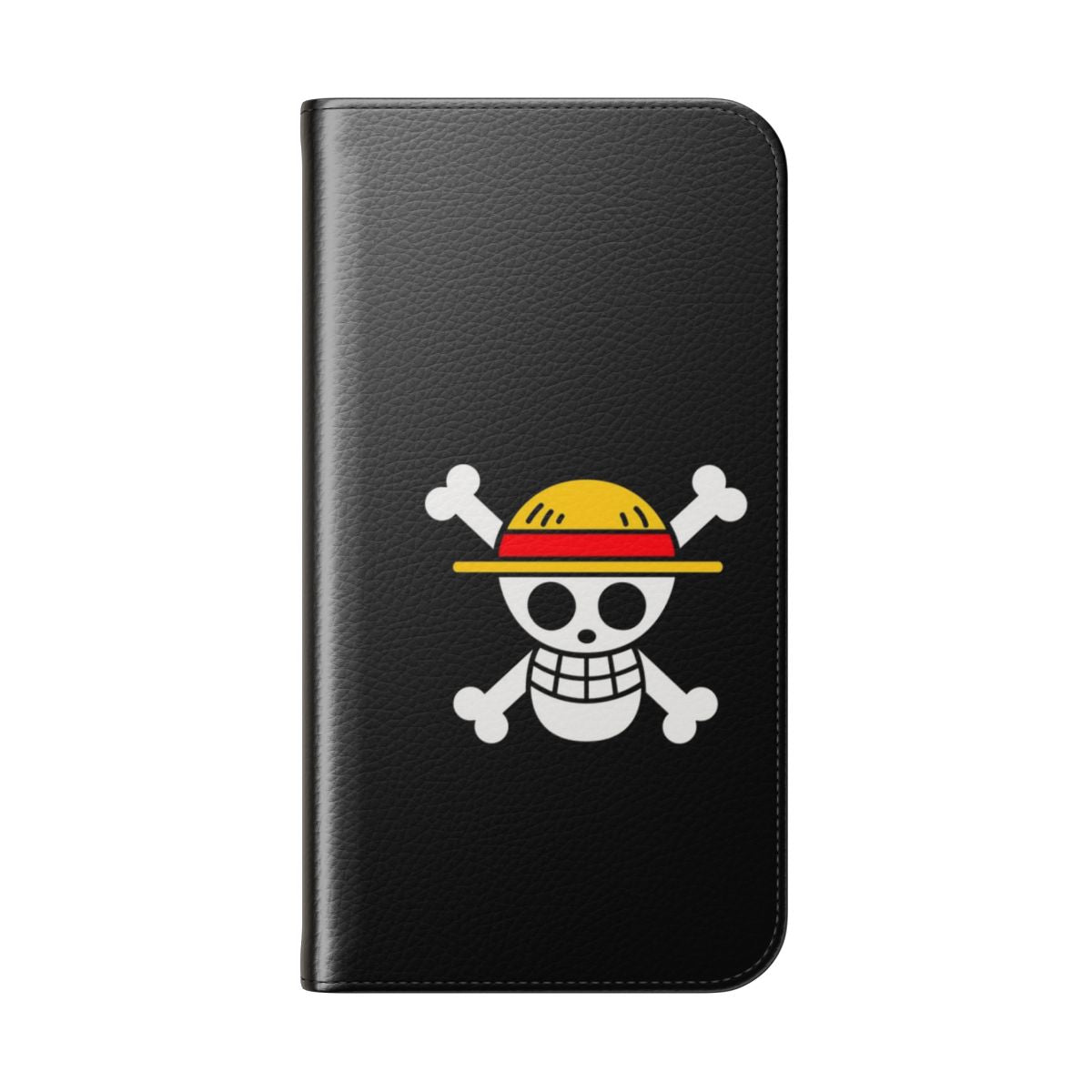 Skull-themed phone case cover featuring the iconic character Luffy from the anime series One Piece - Folded Back