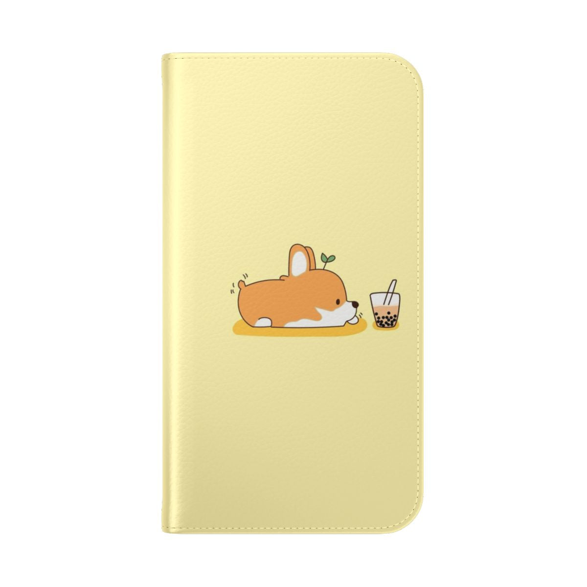 Corgi and bubble tea themed phone case - Folded Back